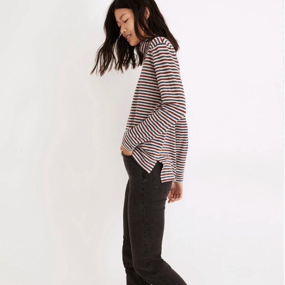 Madewell Whisper Cotton Turtleneck in Herrick Stripe - Picture 3 of 3